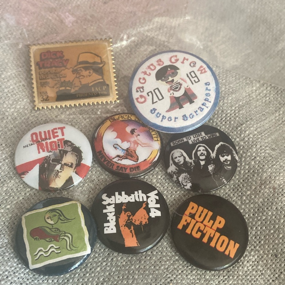 Black Sabbath quiet riot pulp fiction pin button collection of 8